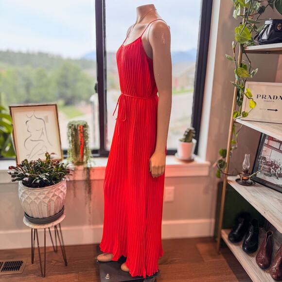 Banana Republic Poppy Red Pleated Maxi Dress-Adjustable Straps-Double Lined-SZ 8 - Picture 13 of 13
